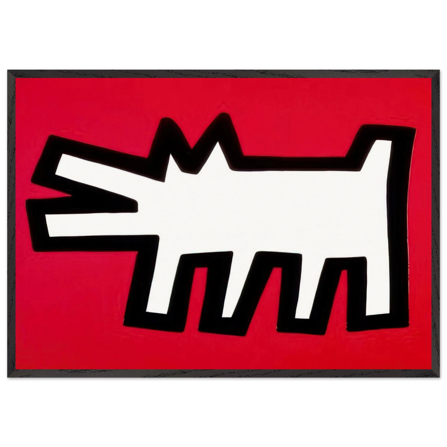 BARKING DOG 1990 N2 - Keith Haring 70x100 cm / 28x40 inches Framed Art Print – Black Wooden Frame | Keith Haring Art For Sale
