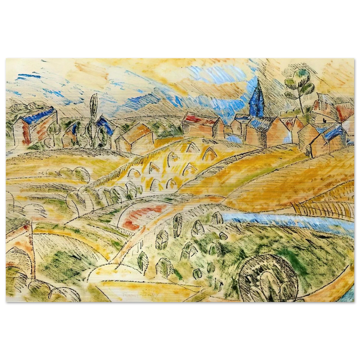 CUBIST LANDSCAPE WITH HAYSTACKS - Raoul Dufy Brushed Aluminum Print - 70x100 cm / 28x40 inches | Raoul Dufy Aluminum Print | Raoul Dufy Prints