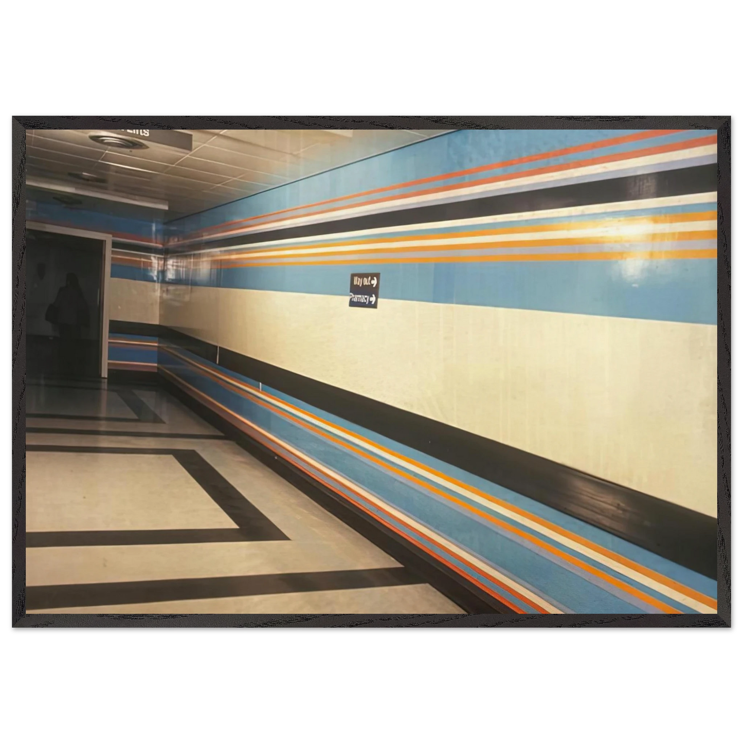 ROYAL LIVERPOOL HOSPITAL INSTALLATION 1983 - Bridget Riley 70x100 cm / 28x40 inches Framed Art Print – Black Wooden Frame