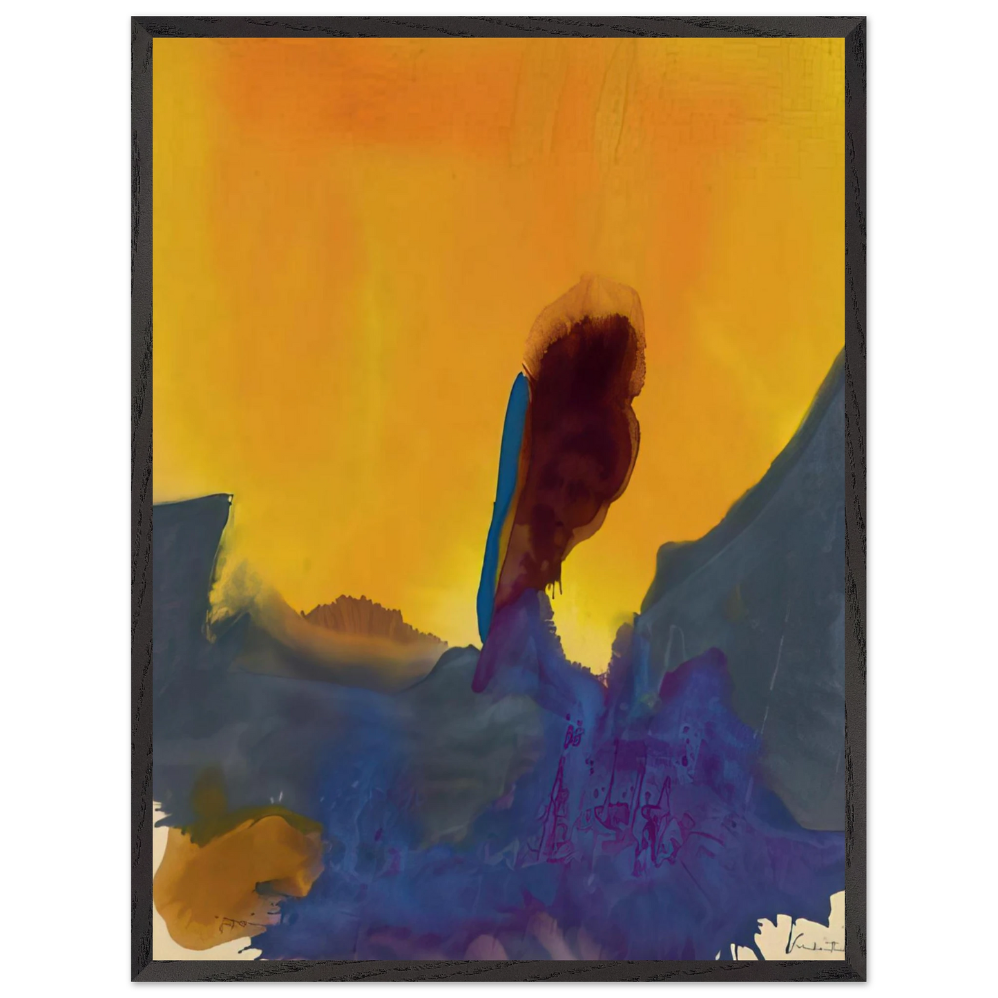 Helen Frankenthaler - Glow II - 1968 Wall art - 50x70 cm / 20x28 inches - Premium Wooden Framed Poster With Fine Art Paper-canvas - White frame