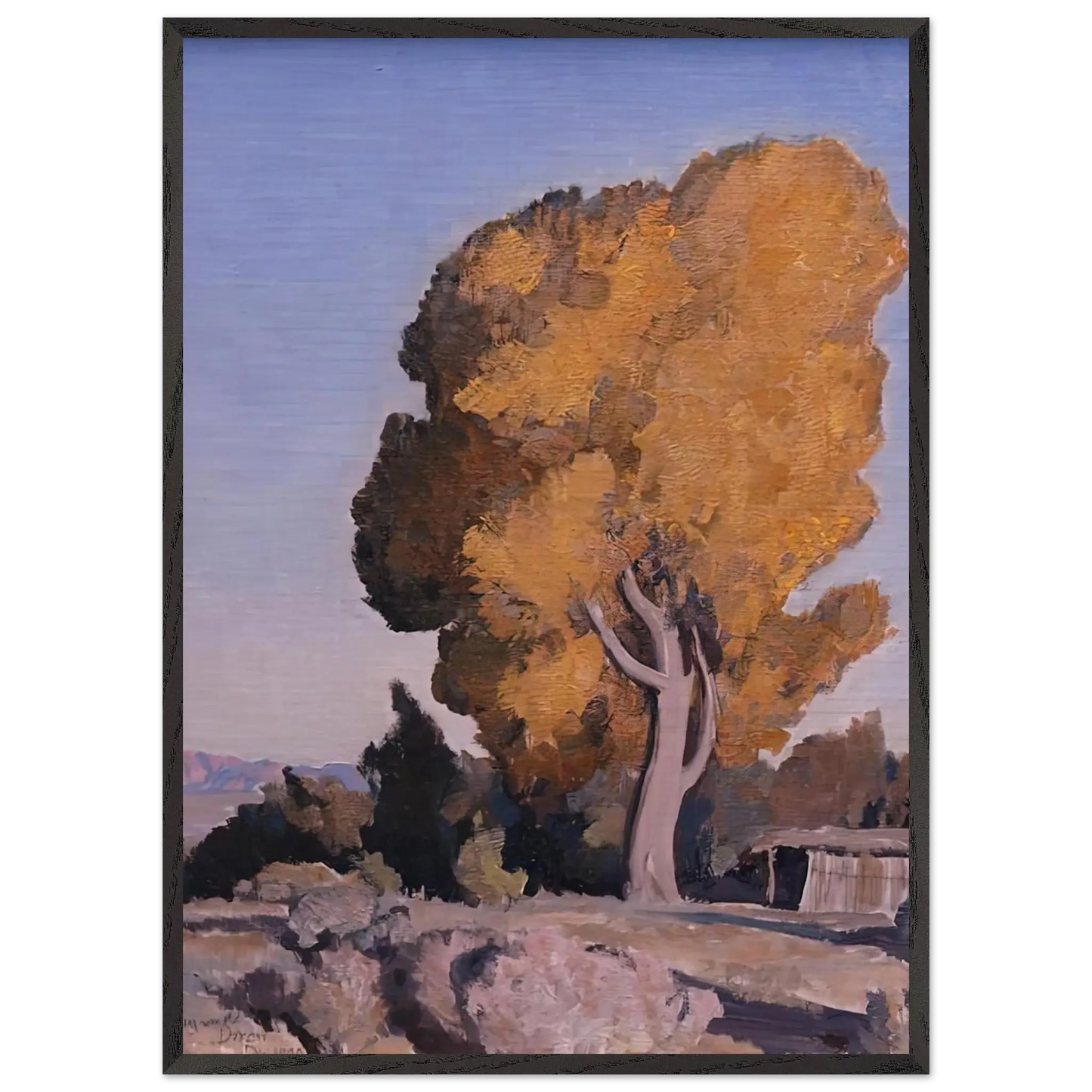 Maynard Dixon - LOW COUNTRY COTTONWOOD 1940 Wall art - 20x25 cm / 8x10 Inches - Premium Wooden Framed Poster With Fine Art Paper - Wood frame