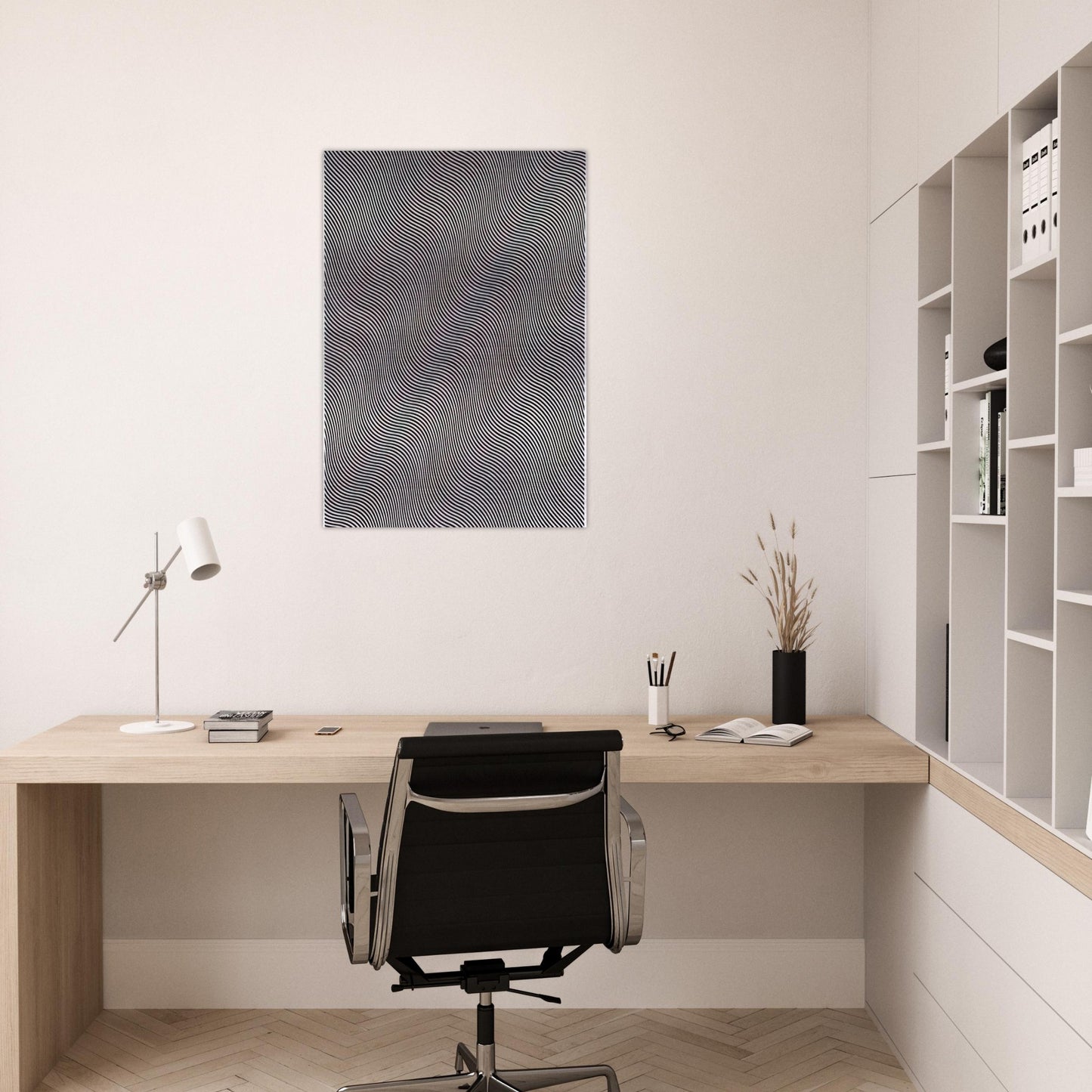 UNTITLED DIAGONAL CURVE 1966 - Bridget Riley Brushed Aluminum Print - 70x100 cm / 28x40 inches | Bridget Riley Aluminum Print | Bridget Riley Prints
