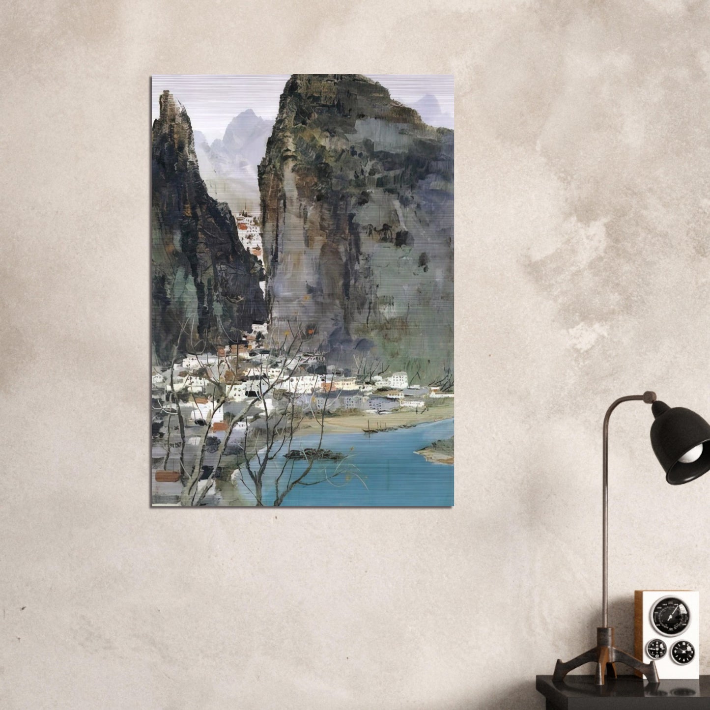 Scenery of Guilin - 1973 - Wu Guanzhong Brushed Aluminum Print - 70x100 cm / 28x40 inches | Wu Guanzhong Aluminum Print | Wu Guanzhong Prints