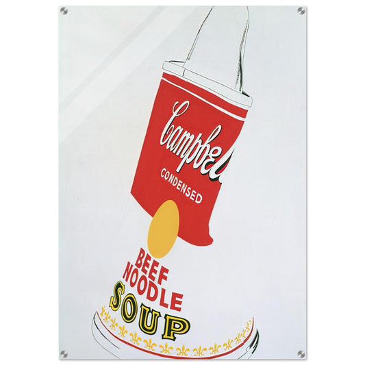 Crushed Campbell's Soup Can  Beef Noodle  - Andy Warhol Acrylic Print - 70x100 cm / 28x40″ inches