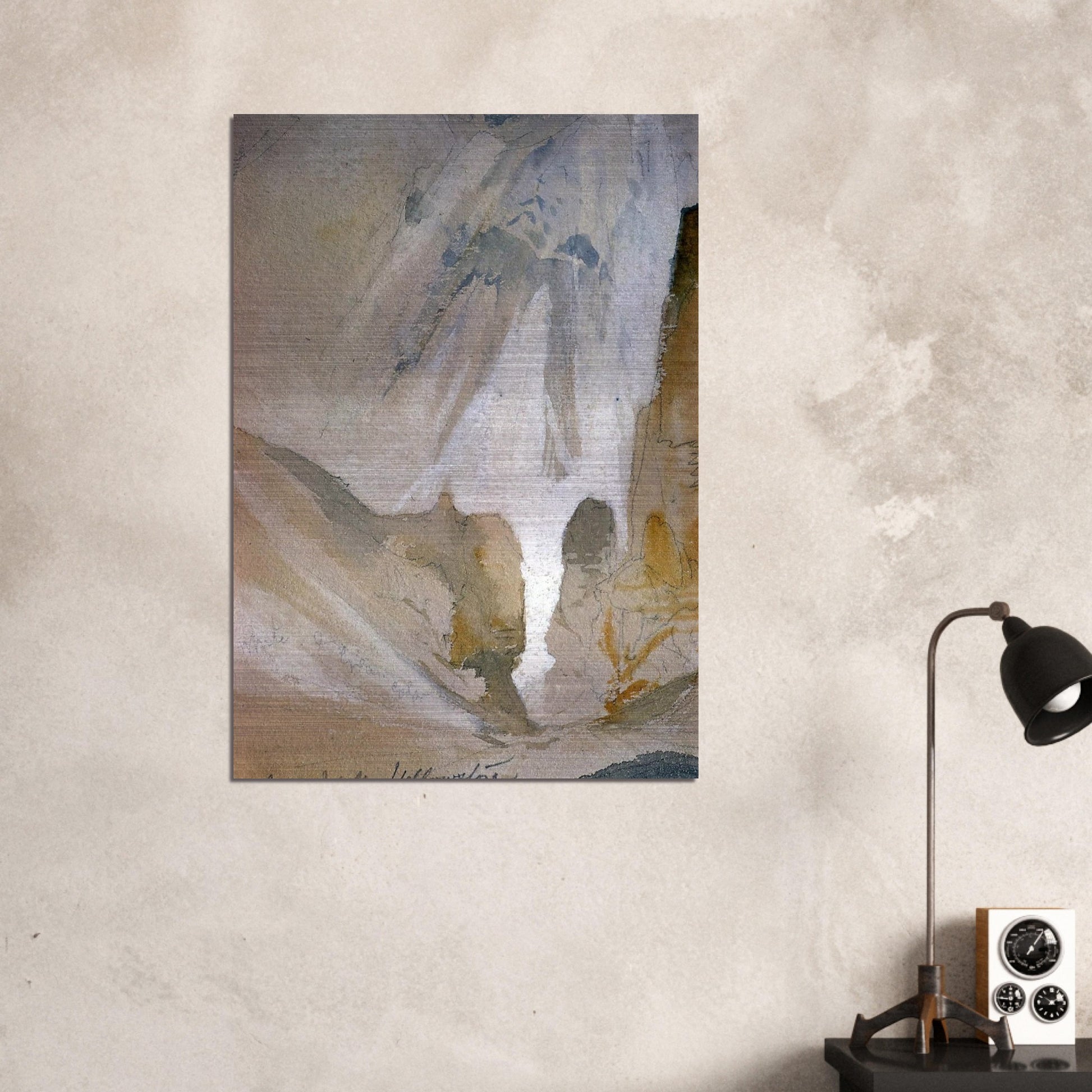 Canyon Walls, Yellowstone sketch - Thomas Moran Brushed Aluminum Print - 70x100 cm / 28x40 inches | Thomas Moran Aluminum Print | Thomas Moran Prints