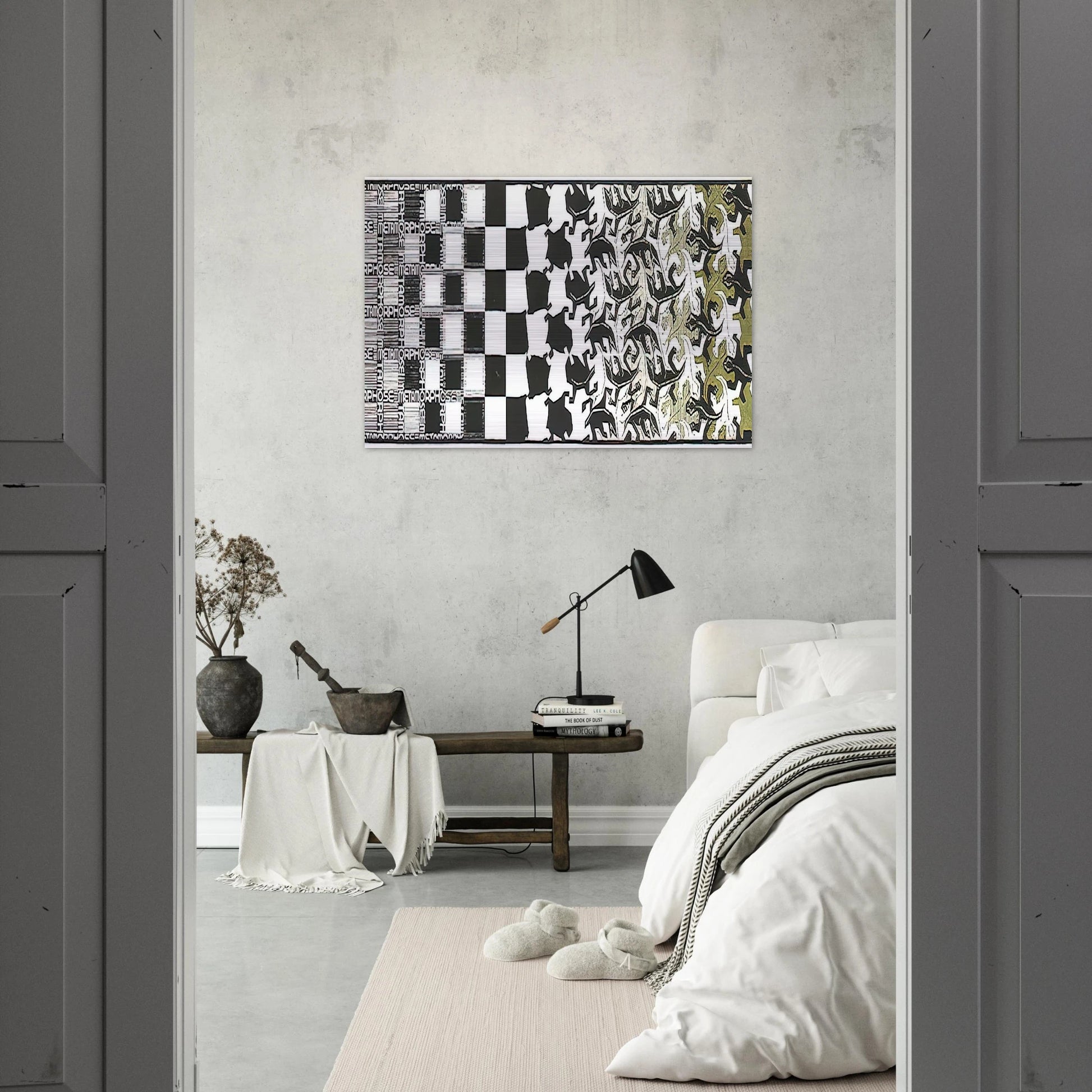 METAMORPHOSIS II EXCERPT 2 - MC Escher Brushed Aluminum Print - 70x100 cm / 28x40 inches | MC Escher Aluminum Print | MC Escher Prints