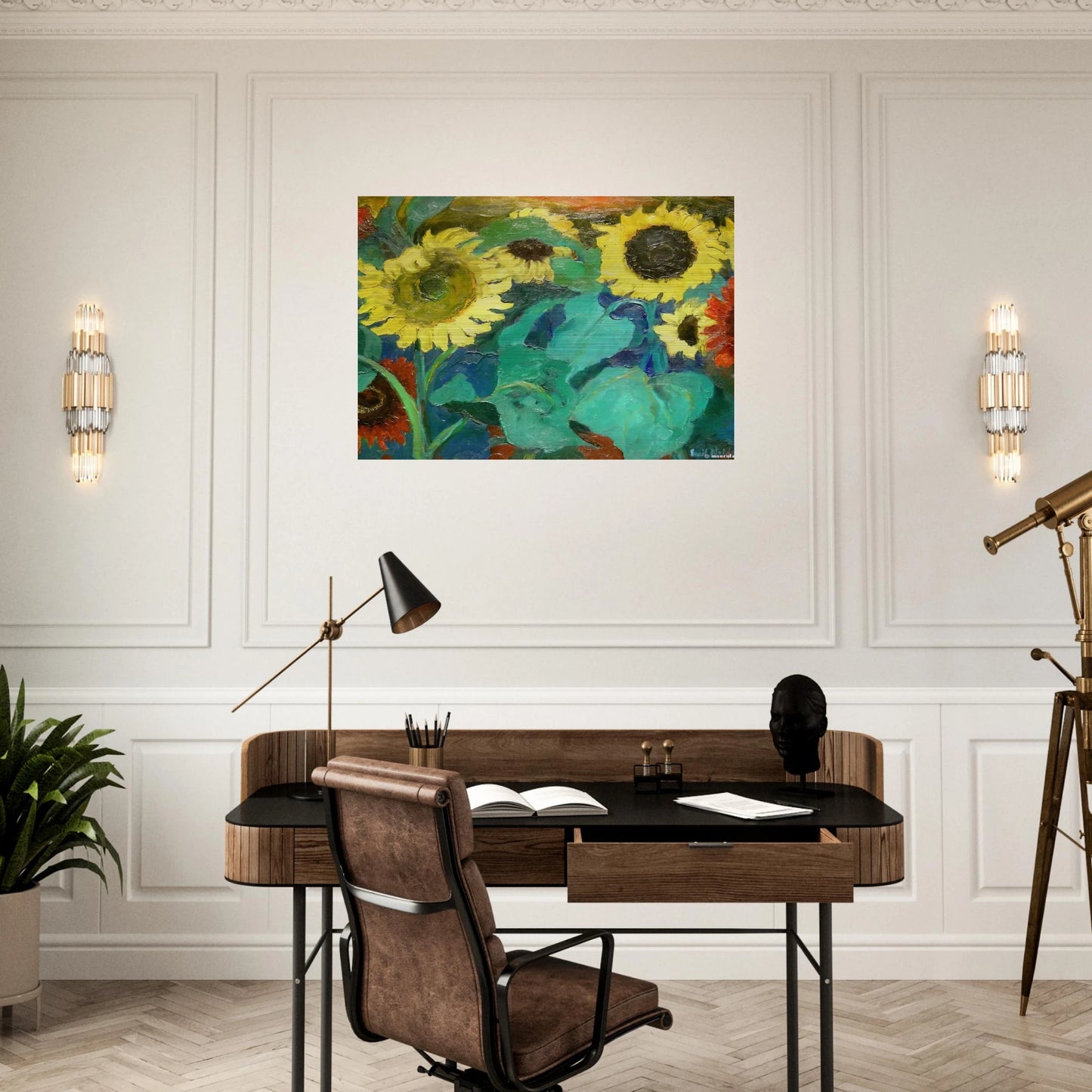 Sunflowers - Emil Nolde Brushed Aluminum Print - 70x100 cm / 28x40 inches | Emil Nolde Aluminum Print | Emil Nolde Prints