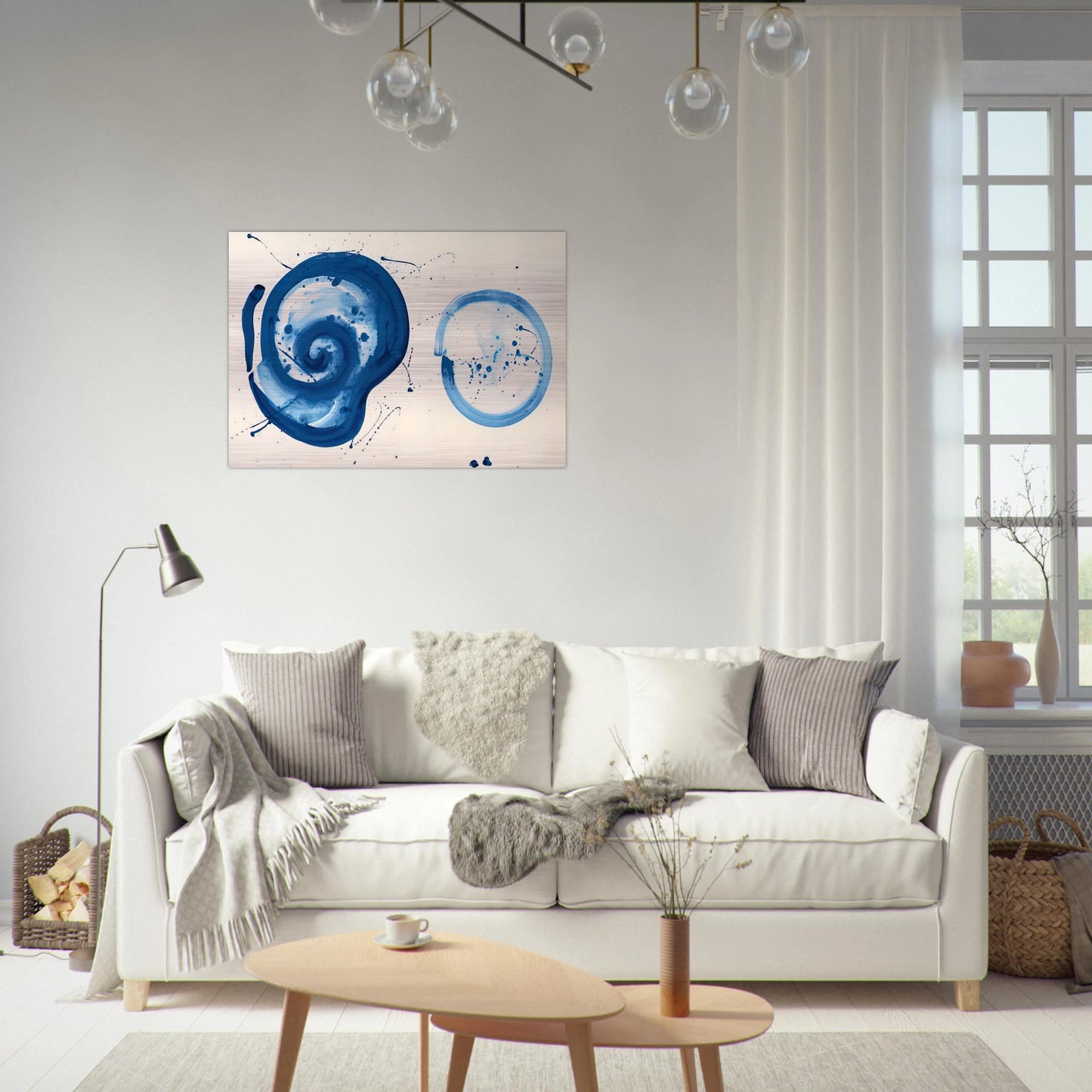 Composition  Blue Balls  - Sam Francis Brushed Aluminum Print - 70x100 cm / 28x40 inches | Sam Francis Aluminum Print | Sam Francis Prints
