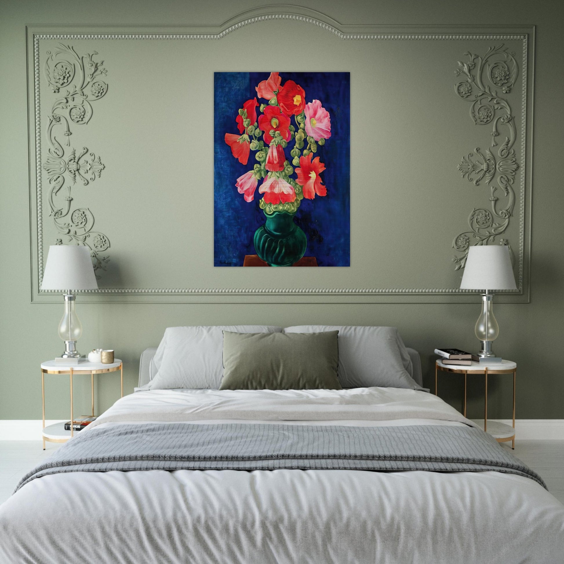 HOLLYHOCKS 1939 - Moise Kisling Brushed Aluminum Print - 70x100 cm / 28x40 inches | Moise Kisling Aluminum Print | Moise Kisling Prints