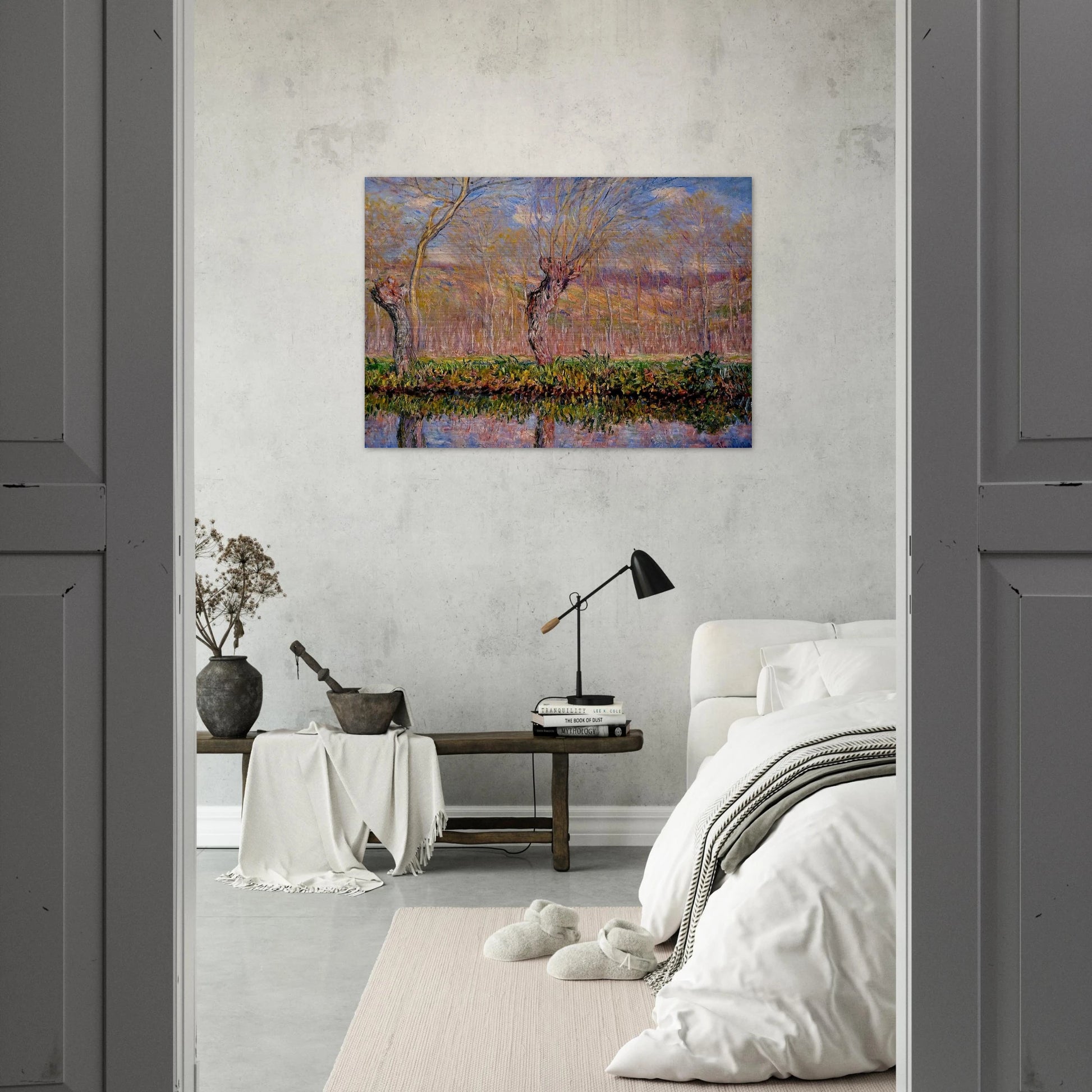 The Banks of the River Epte in Springtime - claude monet Brushed Aluminum Print - 70x100 cm / 28x40 inches | claude monet Aluminum Print | claude monet Prints