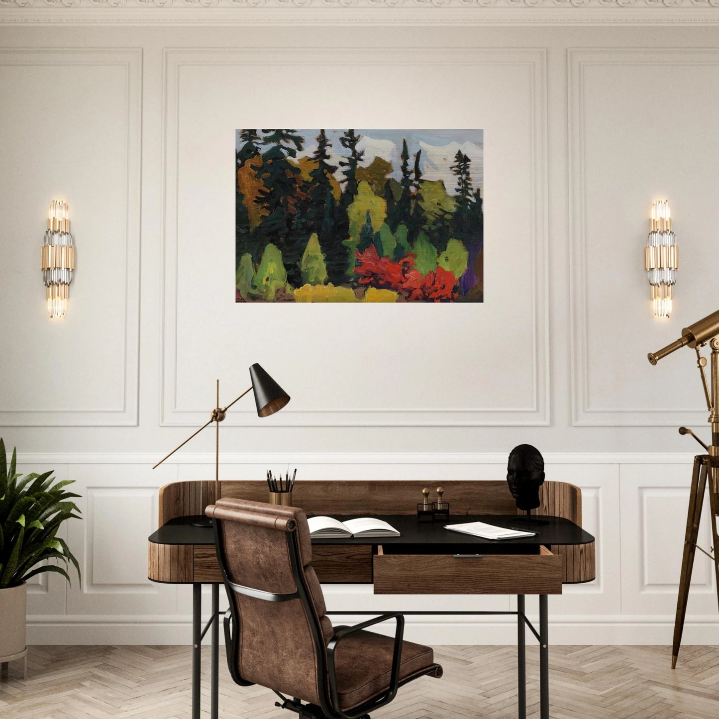 Woods, Algoma - 1918 - Lawren Harris Brushed Aluminum Print - 70x100 cm / 28x40 inches | Lawren Harris Aluminum Print | Lawren Harris Prints