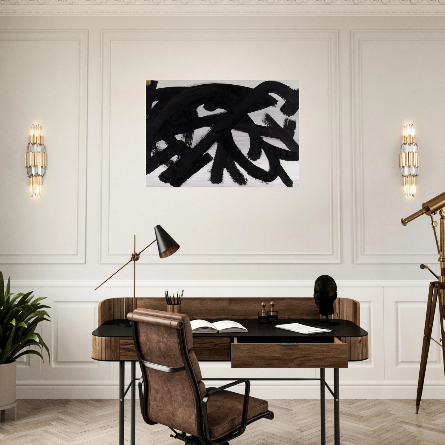 Brou de noix sur papier 48 x 62,5 cm, 1946 - 1946 - Pierre Soulages Brushed Aluminum Print - 70x100 cm / 28x40 inches | Pierre Soulages Aluminum Print | Pierre Soulages Prints