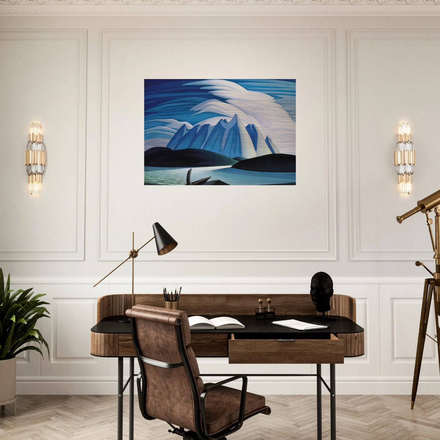 Lake and Mountains - 1928 - Lawren Harris Brushed Aluminum Print - 70x100 cm / 28x40 inches | Lawren Harris Aluminum Print | Lawren Harris Prints