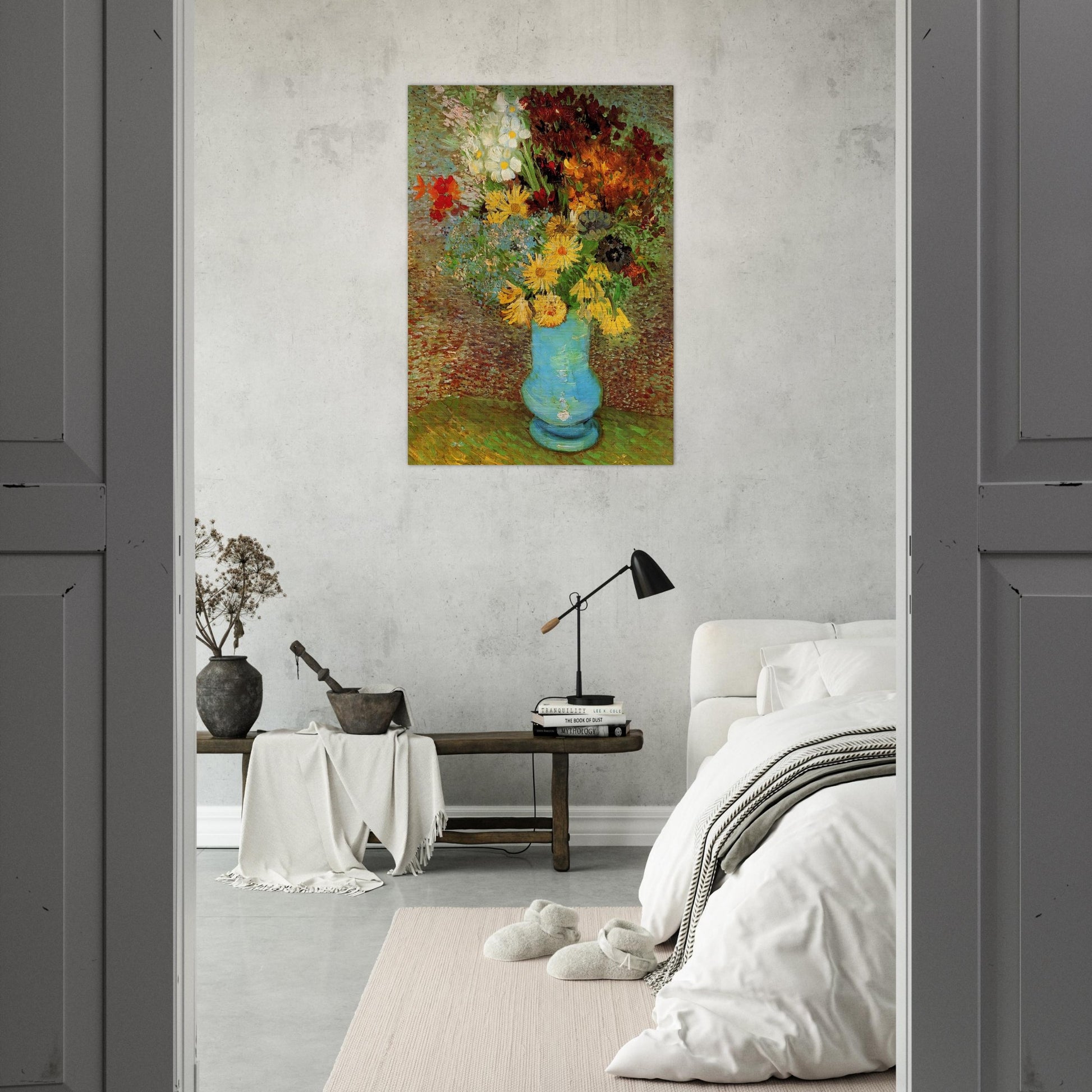 Vase with Daisies and Anemones - Vincent van Gogh Brushed Aluminum Print - 70x100 cm / 28x40 inches | Vincent van Gogh Aluminum Print | Vincent van Gogh Prints