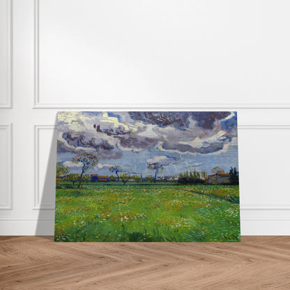 Landscape under a Stormy Sky - Vincent van Gogh Brushed Aluminum Print - 70x100 cm / 28x40 inches | Vincent van Gogh Aluminum Print | Vincent van Gogh Prints