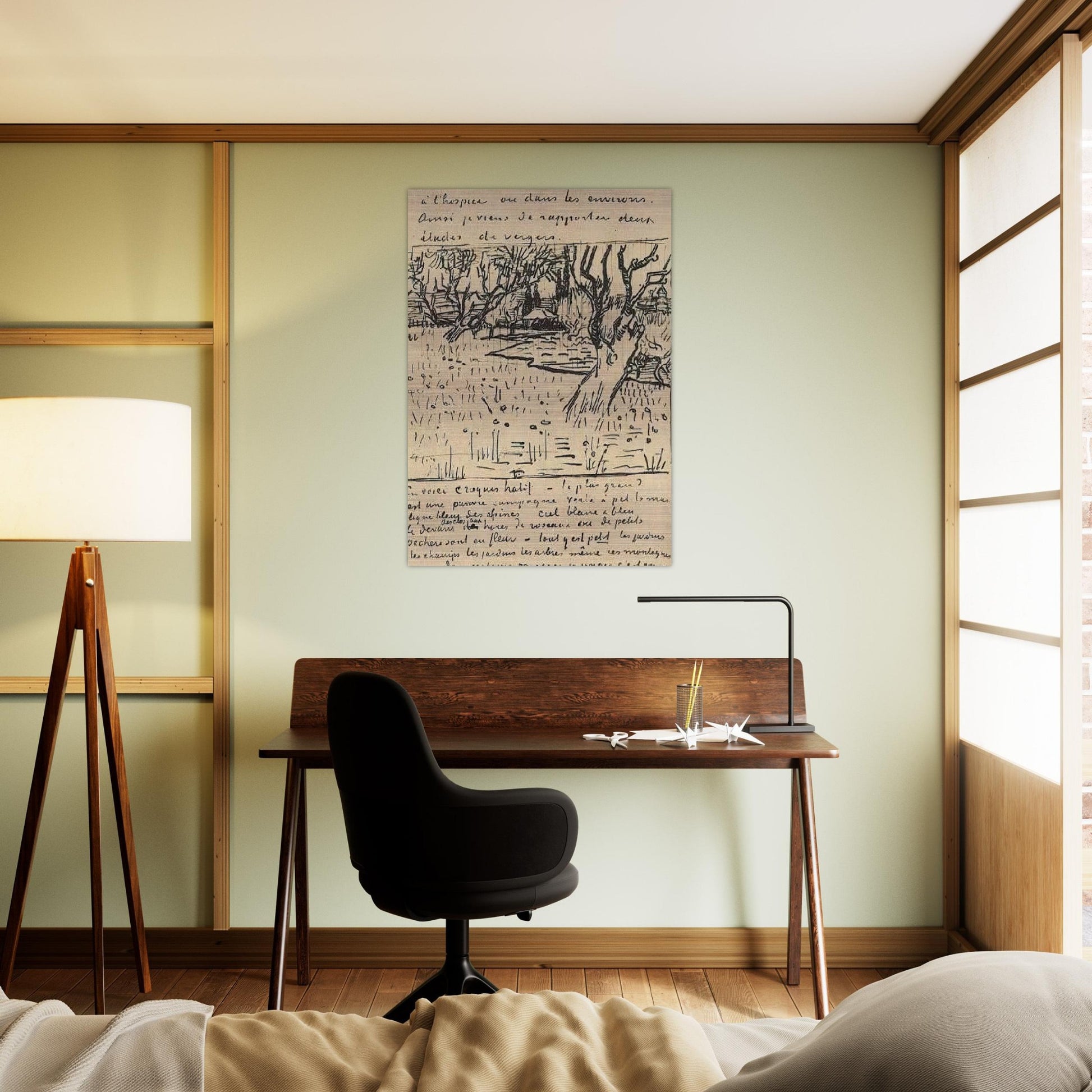 Orchard in Bloom with View of Arles - Vincent van Gogh Brushed Aluminum Print - 70x100 cm / 28x40 inches | Vincent van Gogh Aluminum Print | Vincent van Gogh Prints