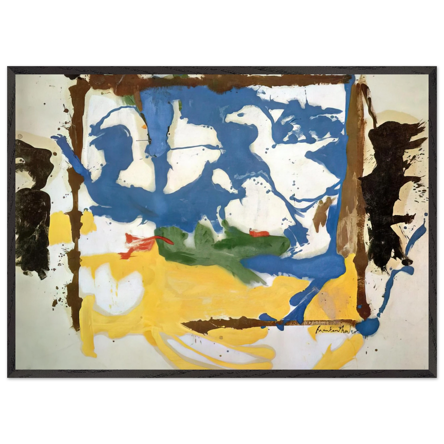 Helen Frankenthaler - Swan Lake #2 - 1961 Wall art - 30x40 cm / 12x16 inches - Premium Wooden Framed Poster With Fine Art Paper-canvas - Black frame