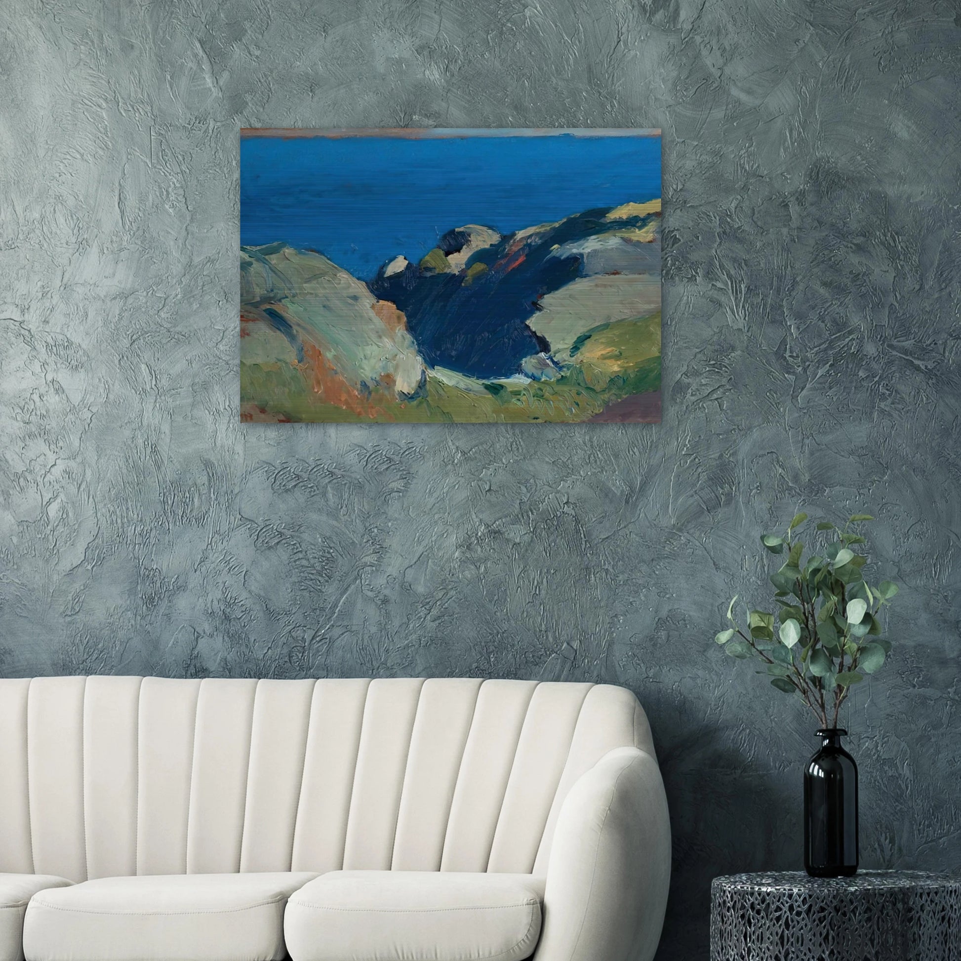 Rocks and Sea - Edward Hopper Brushed Aluminum Print - 70x100 cm / 28x40 inches | Edward Hopper Aluminum Print | Edward Hopper Prints