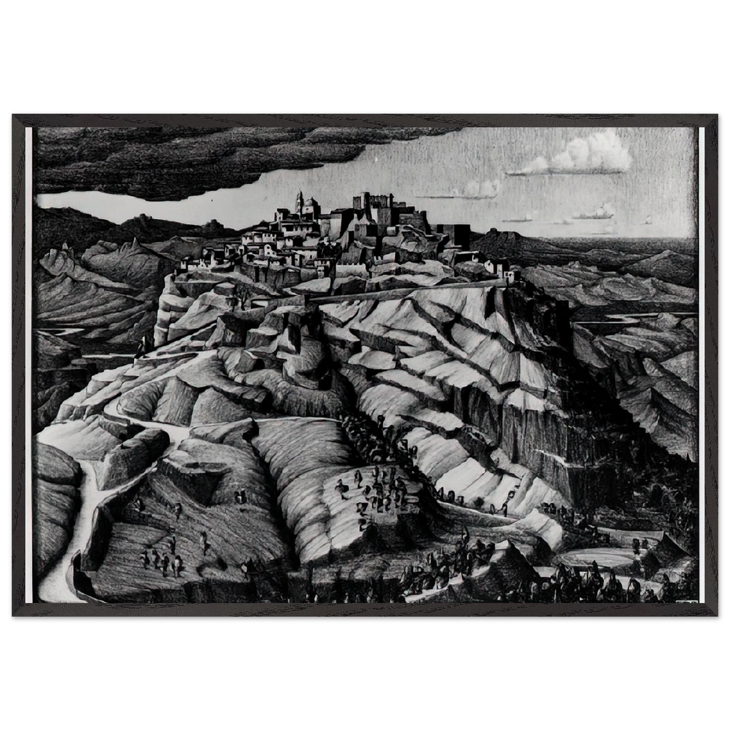 SANTA SEVERINA CALABRIA FEBRUARY 1931 1931 - MC Escher 70x100 cm / 28x40 inches Framed Art Print – Black Wooden Frame | Maurits Cornelis Escher Prints