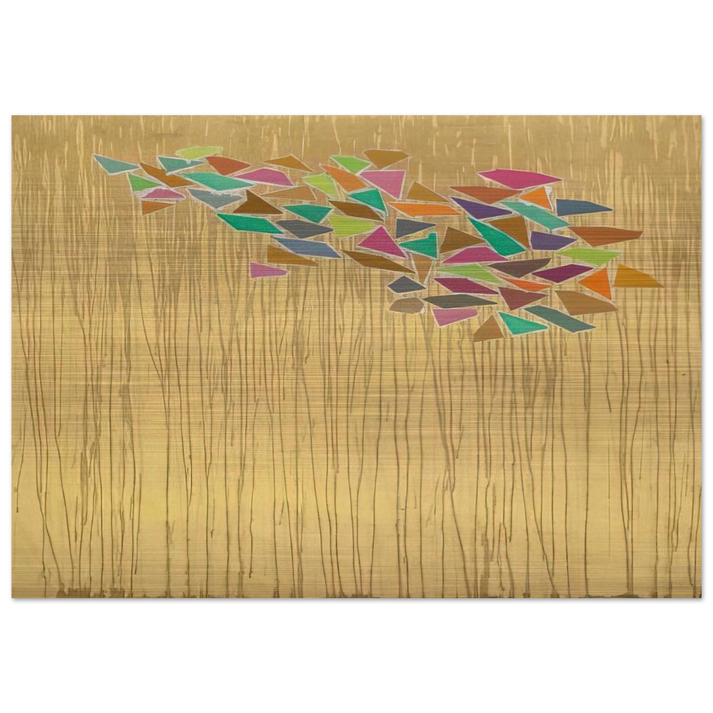 Colors on Tan - 1975 - Robert Goodnough Brushed Aluminum Print - 70x100 cm / 28x40 inches | Robert Goodnough Aluminum Print | Robert Goodnough Prints