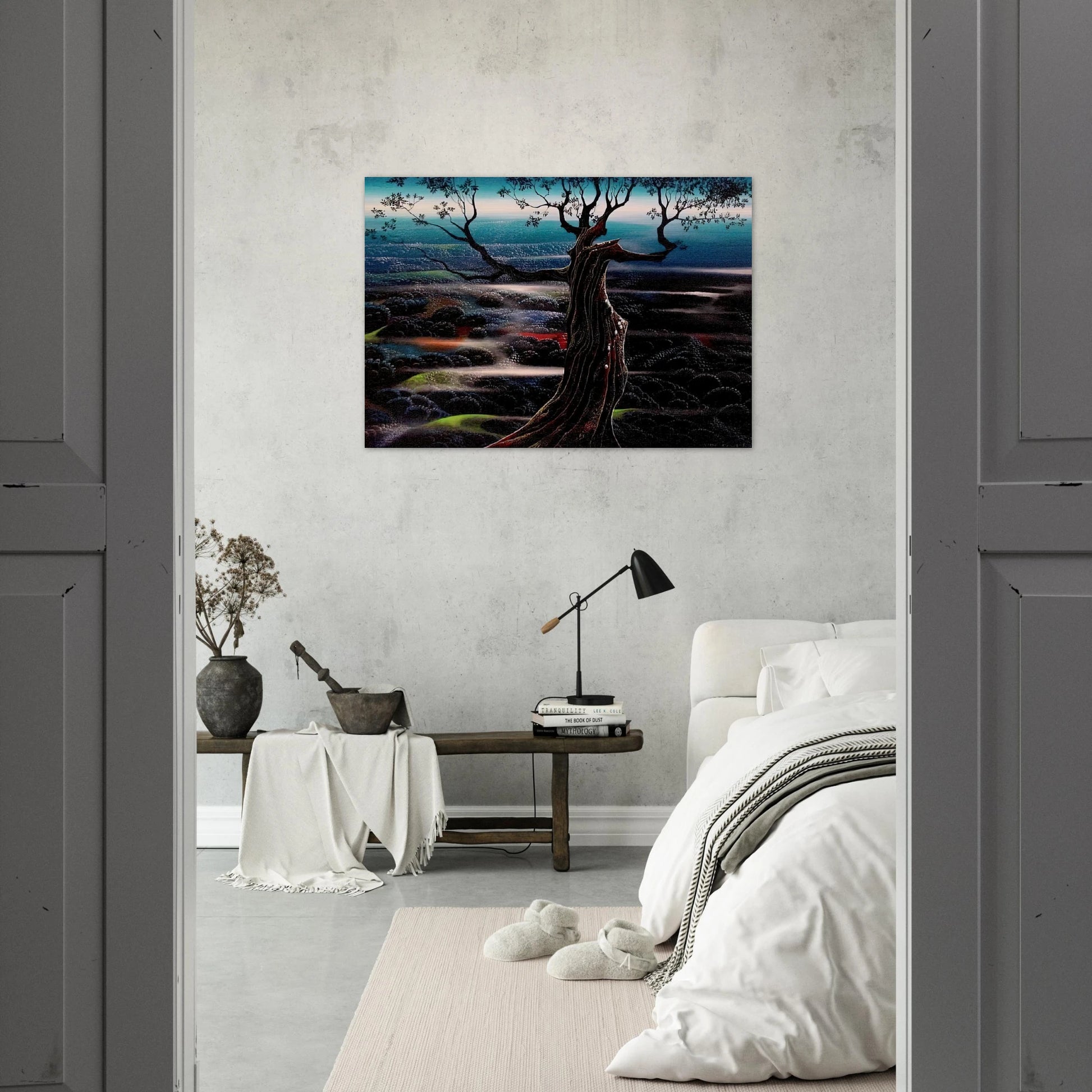 Wild Valley - Eyvind Earle Brushed Aluminum Print - 70x100 cm / 28x40 inches | Eyvind Earle Aluminum Print | Eyvind Earle Prints