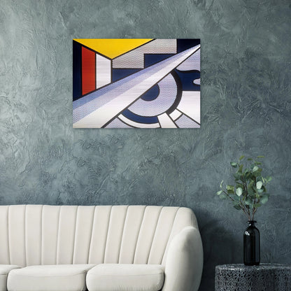 MODERN PAINTING WITH WEDGE 1967 - Roy Lichtenstein Brushed Aluminum Print - 70x100 cm / 28x40 inches | Roy Lichtenstein Aluminum Print | Roy Lichtenstein Prints