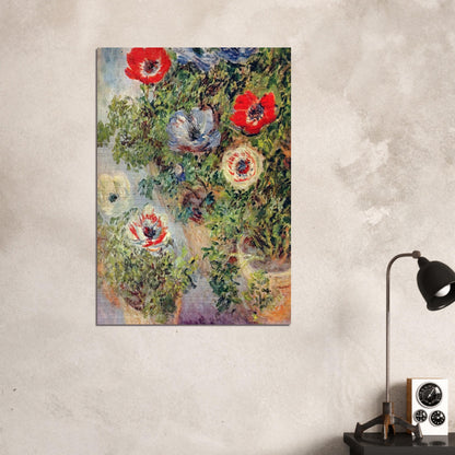 Stilll Life with Anemones - claude monet Brushed Aluminum Print - 70x100 cm / 28x40 inches | claude monet Aluminum Print | claude monet Prints