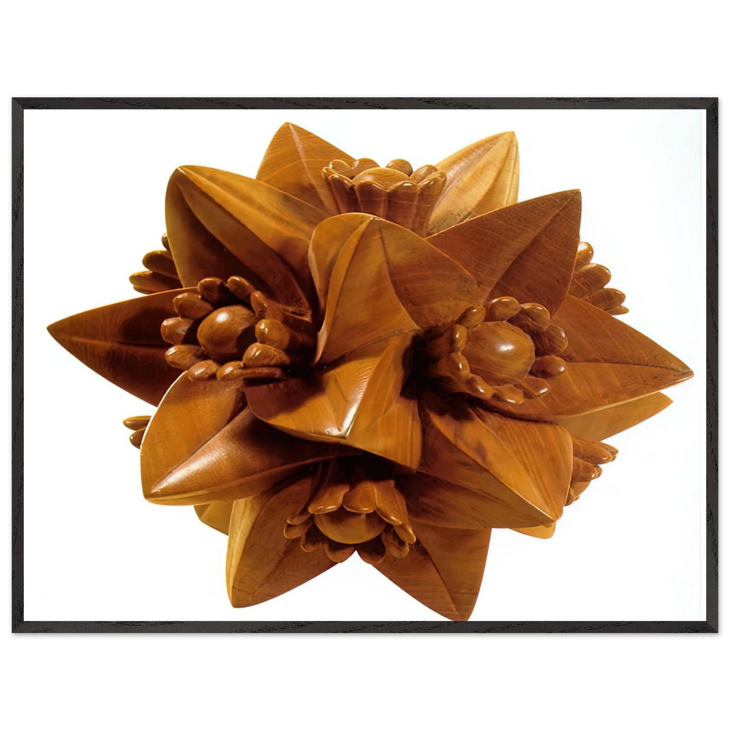 MC Escher - POLYHEDRON WITH FLOWERS Wall Art - 30x40 cm / 12x16 inches - Premium Wooden Framed Poster With Fine Art Paper-canvas - Black frame