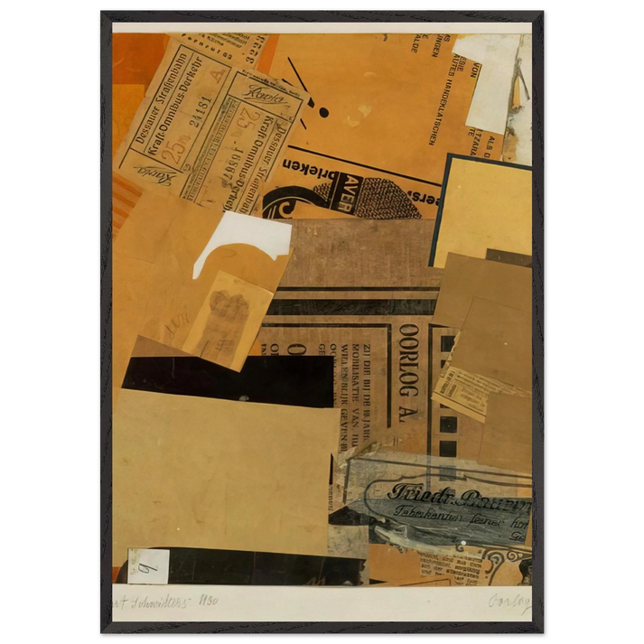 OORLOG 1930 - Kurt Schwitters 70x100 cm / 28x40 inches Framed Art Print – Black Wooden Frame