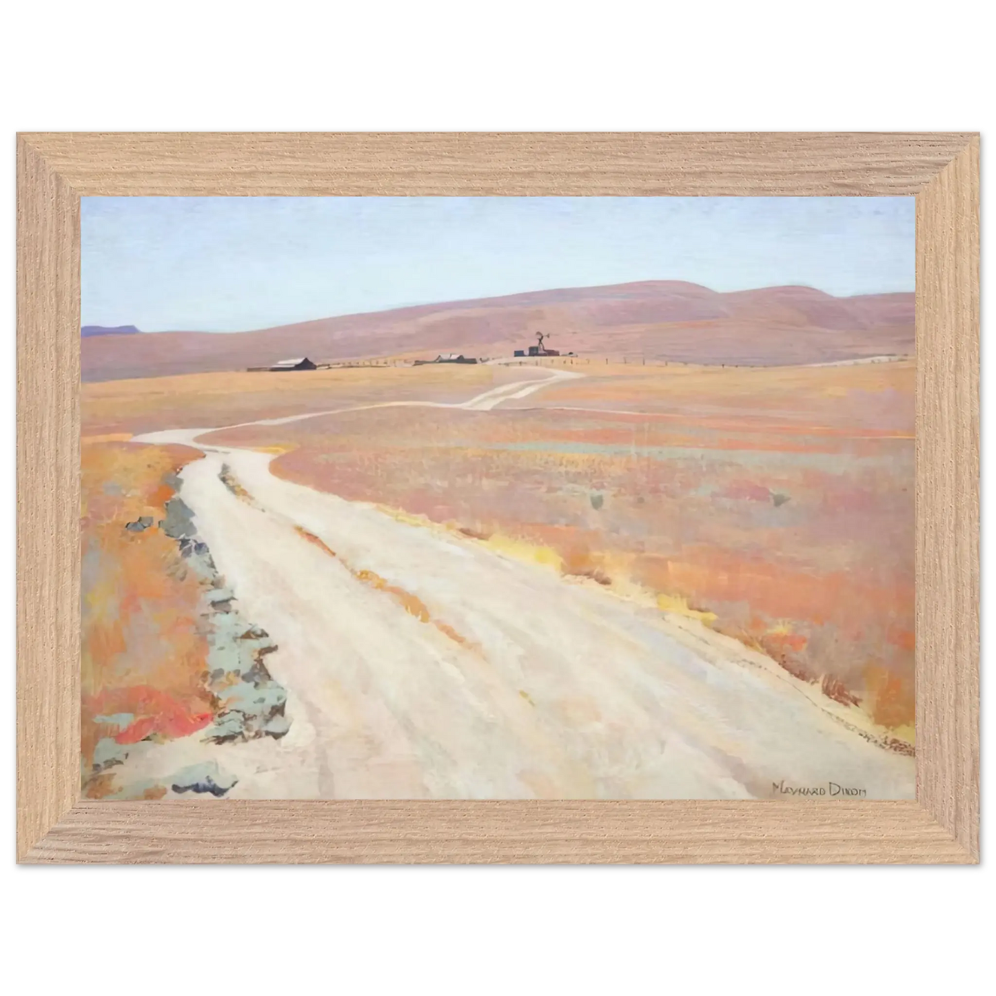 Maynard Dixon - ABANDONED RANCH 1935 Wall art - 30x45 cm / 12x18 Inches - Premium Wooden Framed Poster With Fine Art Paper - White frame