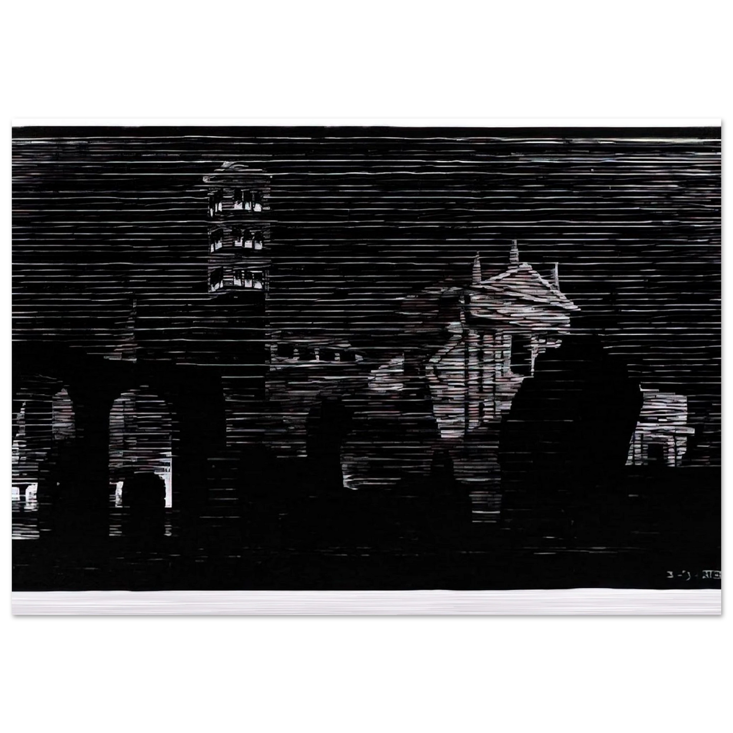 NOCTURNAL ROME 2 - MC Escher Brushed Aluminum Print - 70x100 cm / 28x40 inches | MC Escher Aluminum Print | MC Escher Prints