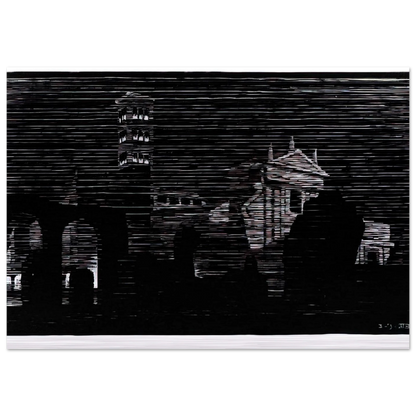 NOCTURNAL ROME 2 - MC Escher Brushed Aluminum Print - 70x100 cm / 28x40 inches | MC Escher Aluminum Print | MC Escher Prints