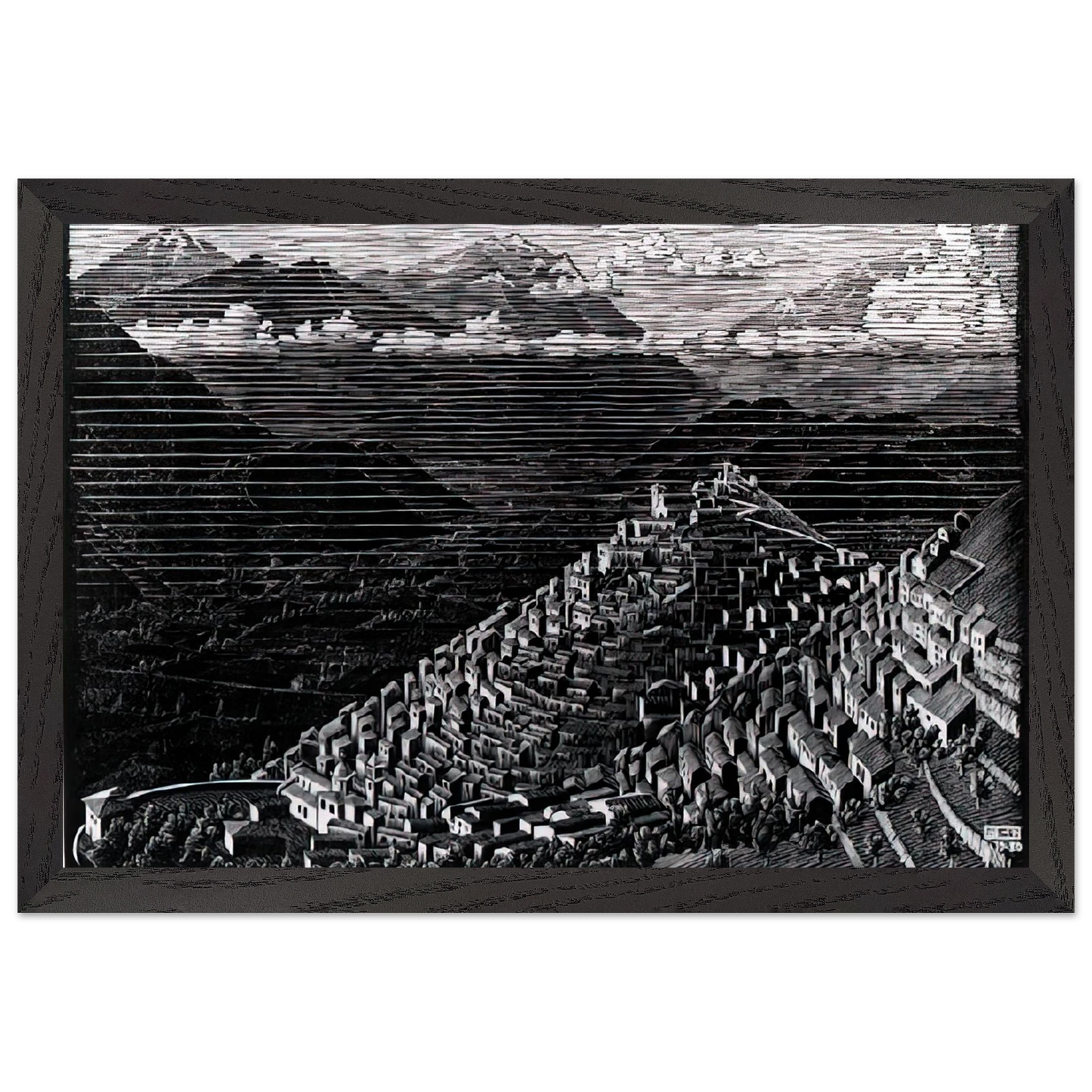 MC Escher - MORANO CALABRIA Wall Art - 30x40 cm / 12x16 inches - Fine Art Poster - -