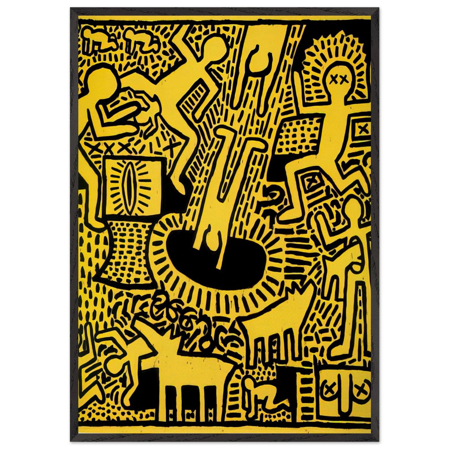 UNTITLED 1981 N2 - Keith Haring 70x100 cm / 28x40 inches Framed Art Print – Black Wooden Frame