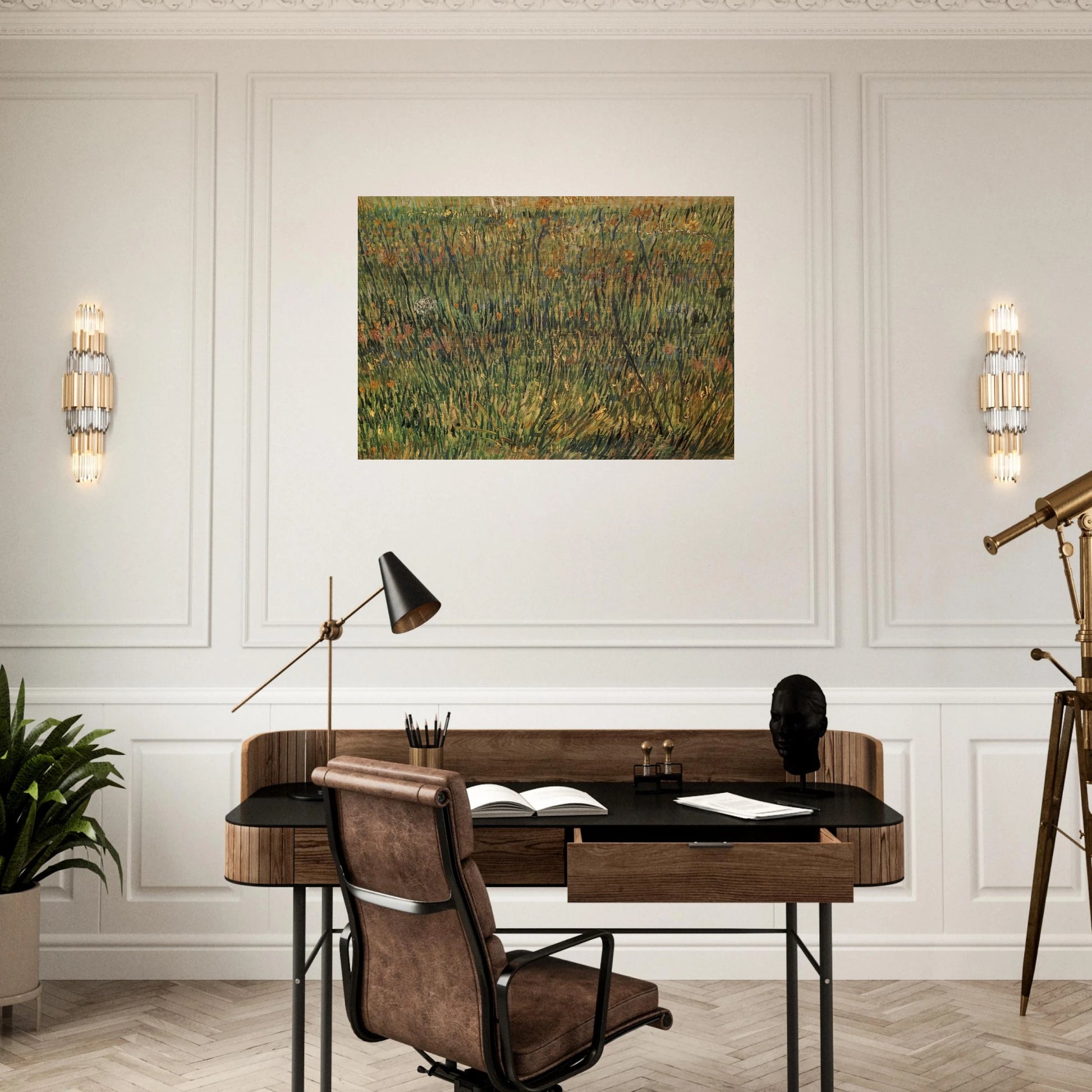 Pasture in Bloom - Vincent van Gogh Brushed Aluminum Print - 70x100 cm / 28x40 inches | Vincent van Gogh Aluminum Print | Vincent van Gogh Prints