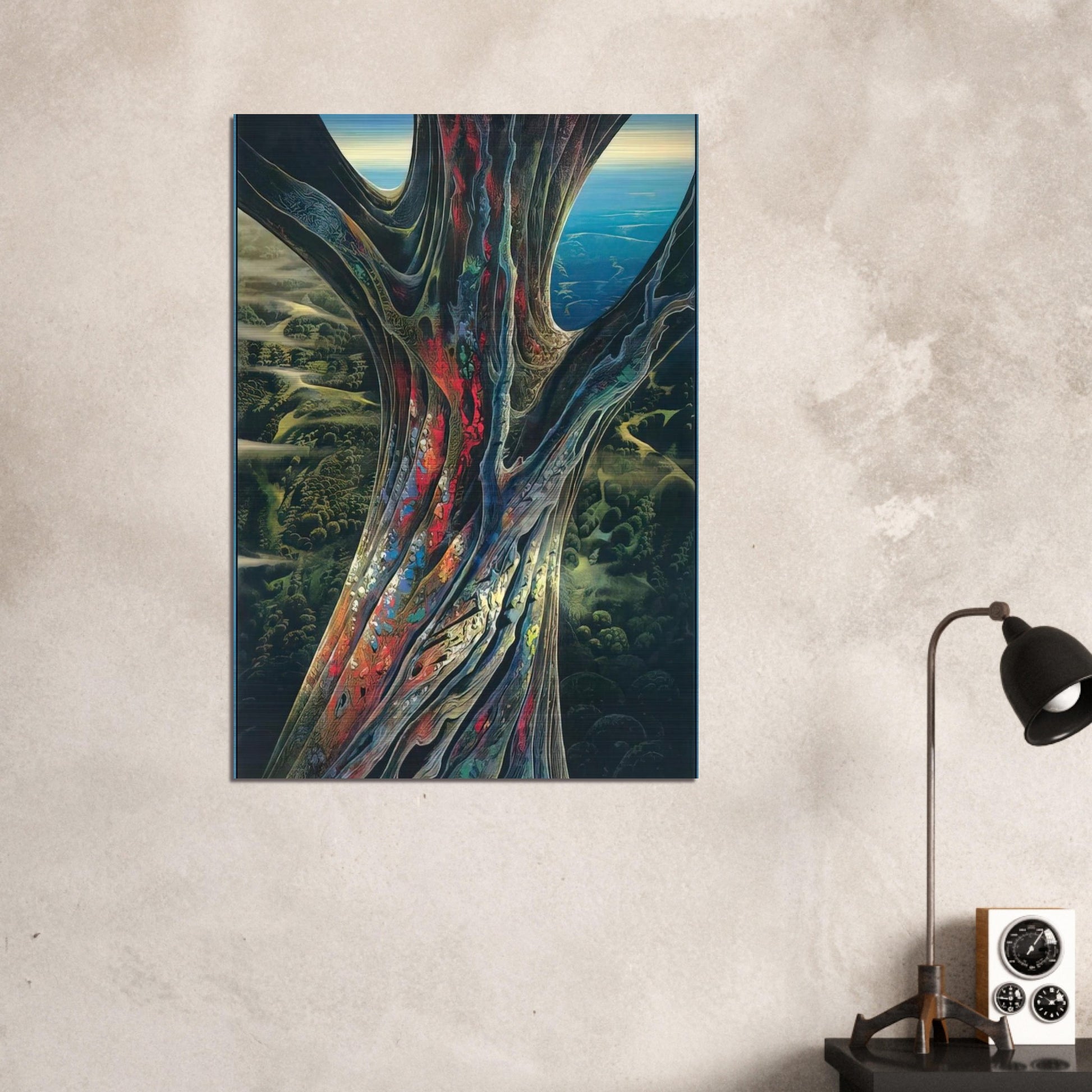 The Great Jewel Tree - Eyvind Earle Brushed Aluminum Print - 70x100 cm / 28x40 inches | Eyvind Earle Aluminum Print | Eyvind Earle Prints