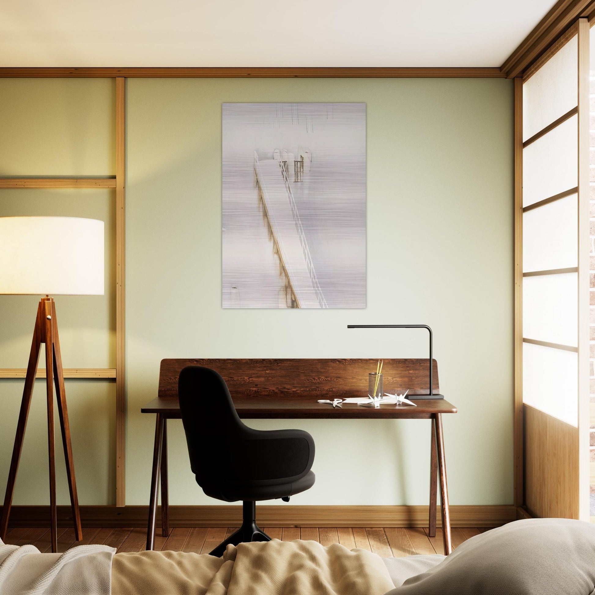 Lavender Bay Pier in the Rain - 1976 - Brett Whiteley Brushed Aluminum Print - 70x100 cm / 28x40 inches | Brett Whiteley Aluminum Print | Brett Whiteley Prints