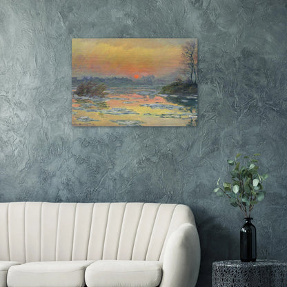 Sunset on the Seine in Winter - claude monet Brushed Aluminum Print - 70x100 cm / 28x40 inches | claude monet Aluminum Print | claude monet Prints