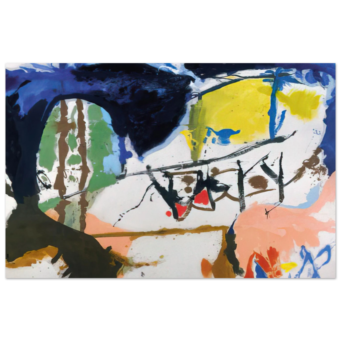 Helen Frankenthaler - Acres - 1959 Wall art - 60x80 cm / 24x32 inches - Premium Wooden Framed Poster With Fine Art Paper-canvas - White frame