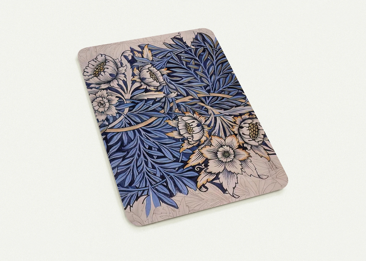 DESIGN FOR TULIP AND WILLOW INDIGO DISCHARGE WOOD BLOCK PRINTED FABRIC 1873 By William Morris Pack of 10 Post Cards | William Morris Post Cards | A6 (10.5 x 14.8 cm) - 4.1 x 5.8 inches