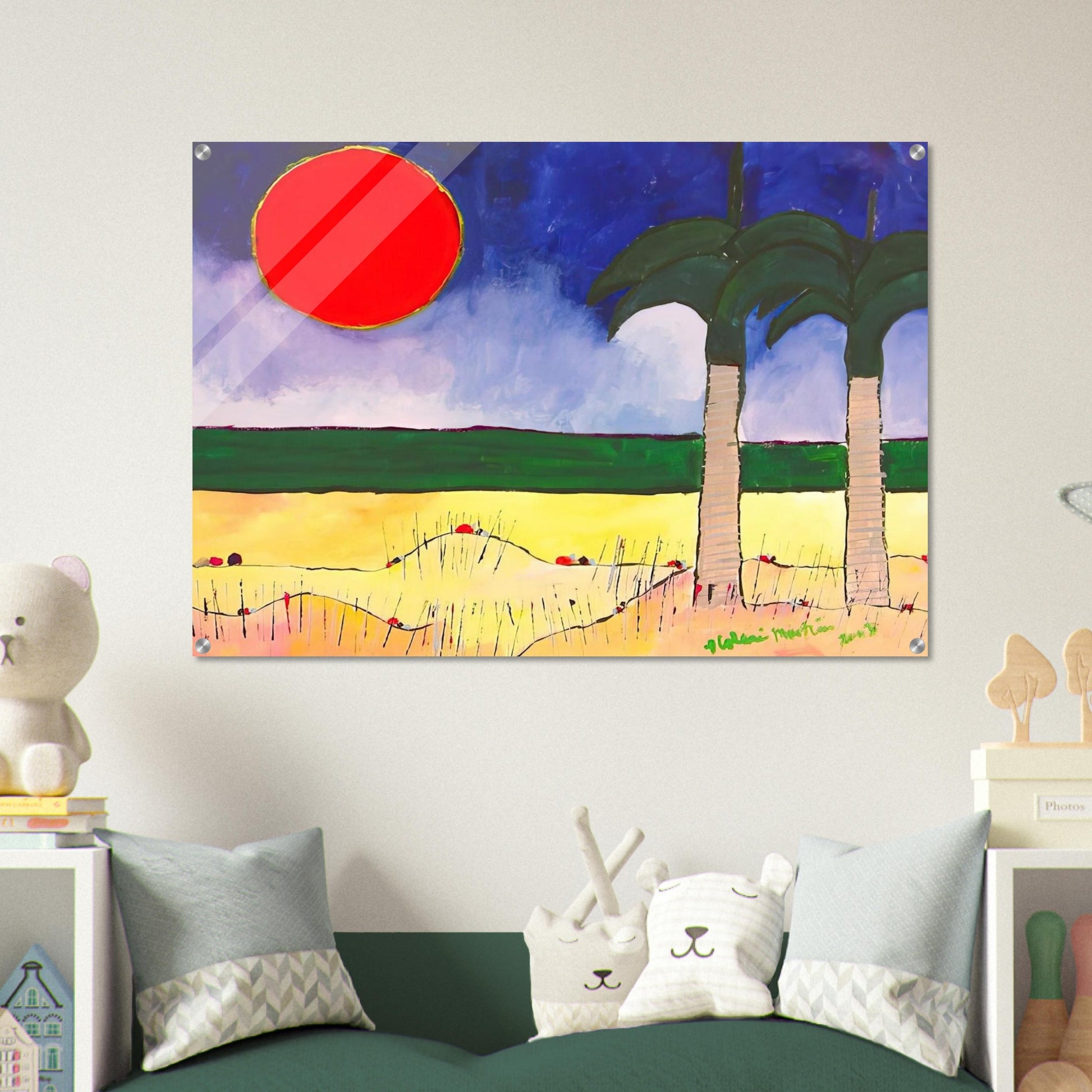 Marinha com Sol e Palmeiras - 2003 - Aldemir Martins Acrylic Print - 70x100 cm / 28x40″ inches | Aldemir Martins Wall Art | Aldemir Martins Prints