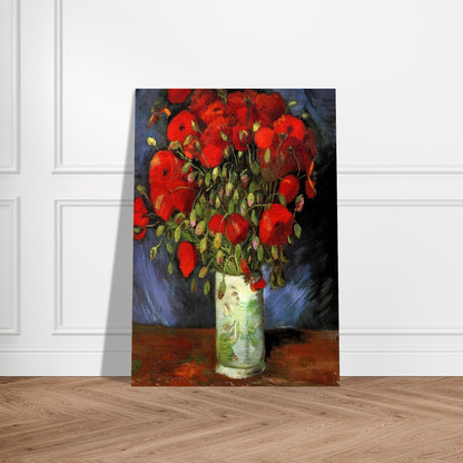 Vase with Red Poppies - Vincent van Gogh Brushed Aluminum Print - 70x100 cm / 28x40 inches | Vincent van Gogh Aluminum Print | Vincent van Gogh Prints