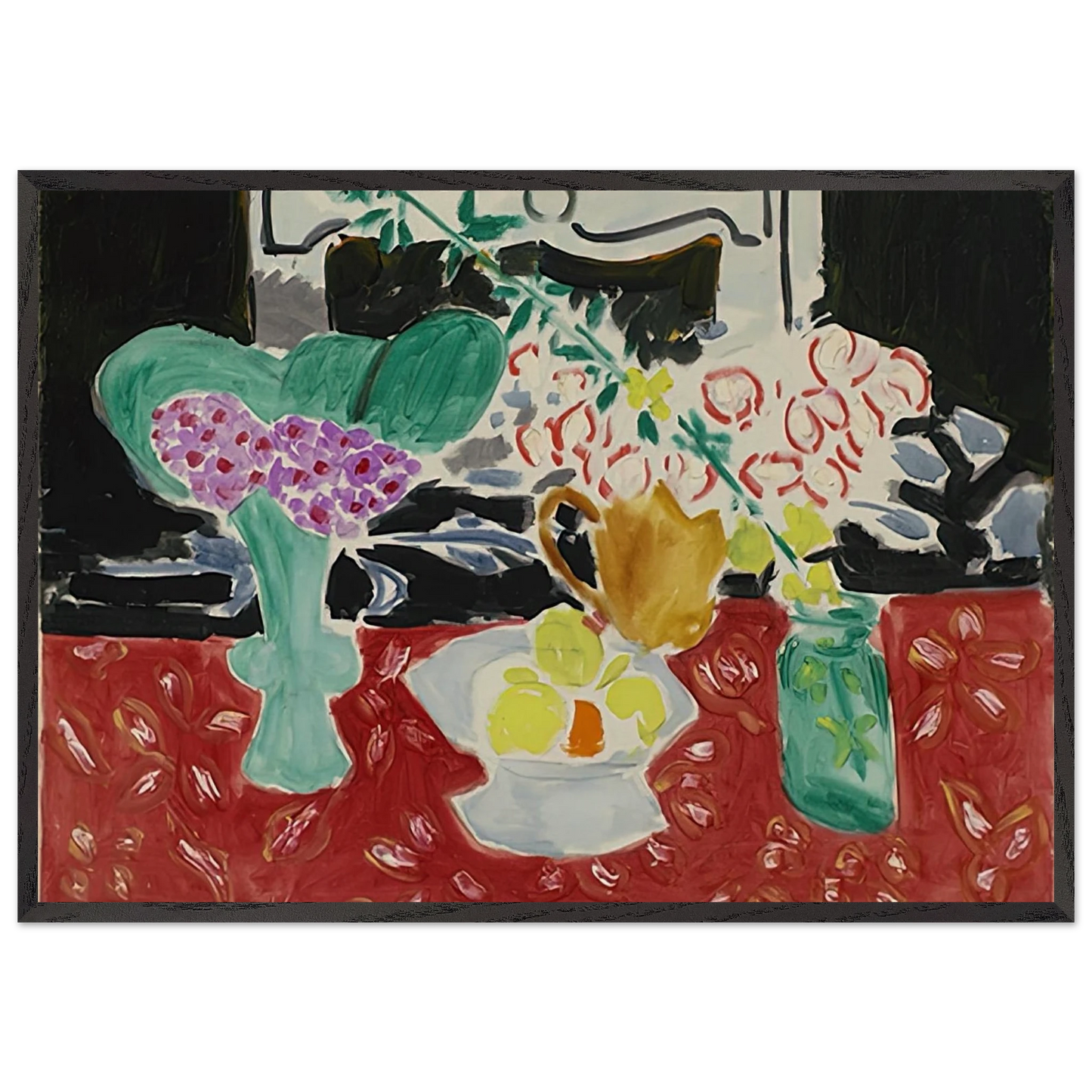 ROSES DE NOEL ET SAXIFRAGE 1944 - Henri Matisse 70x100 cm / 28x40 inches Framed Art Print – Black Wooden Frame