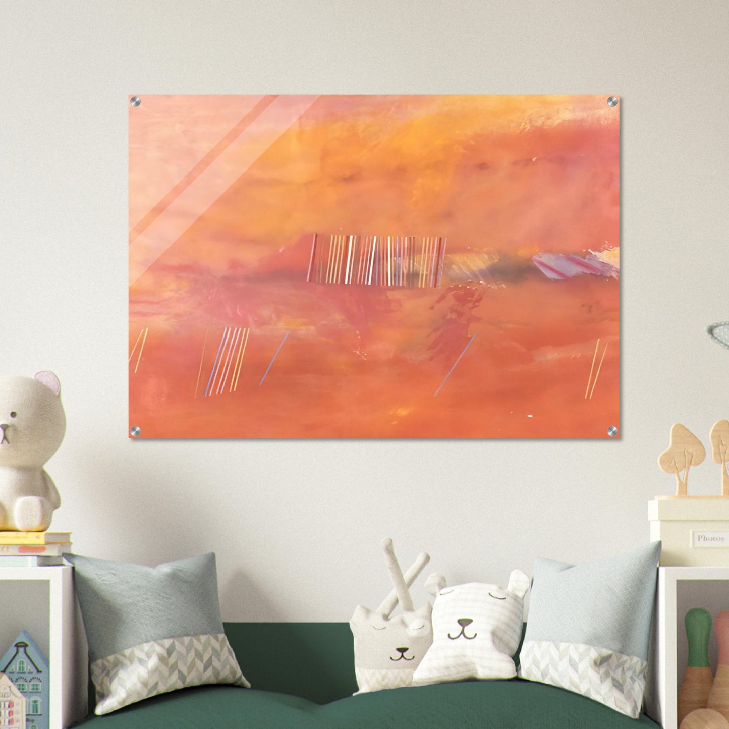 Orange Line Painting - 1969 - Ronnie Landfield Acrylic Print - 70x100 cm / 28x40″ inches
