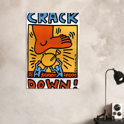CRACK DOWN 1986 - Keith Haring Brushed Aluminum Print - 70x100 cm / 28x40 inches | Keith Haring Aluminum Print | Keith Haring Prints