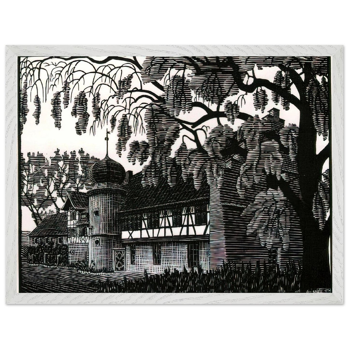 MC Escher - ESCHER (12) Wall Art - 30x40 cm / 12x16 inches - Premium Wooden Framed Poster With Fine Art Paper-canvas - Wood frame