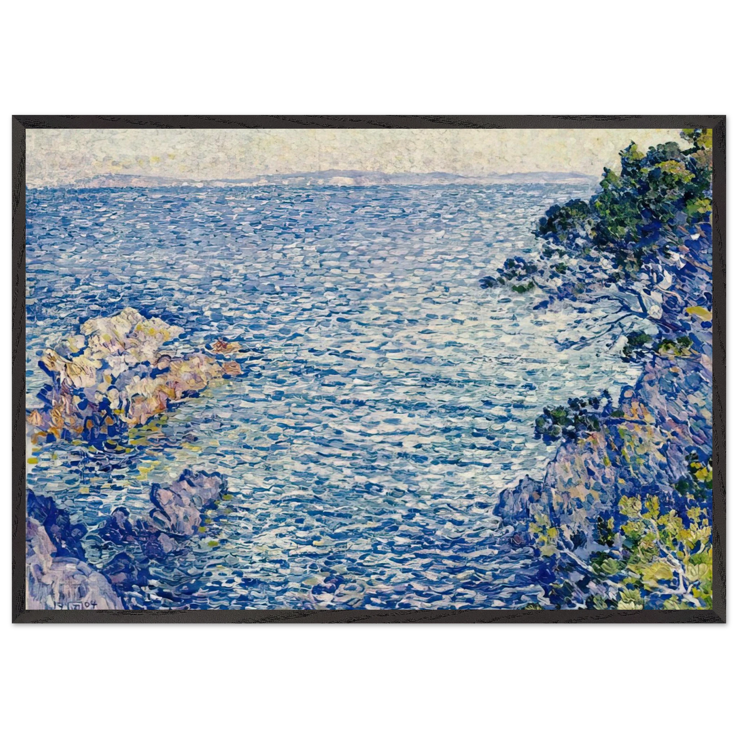 THE POINT OF ROSSIGNOL 1904 - Theo van Rysselberghe 70x100 cm / 28x40 inches Framed Art Print – Black Wooden Frame