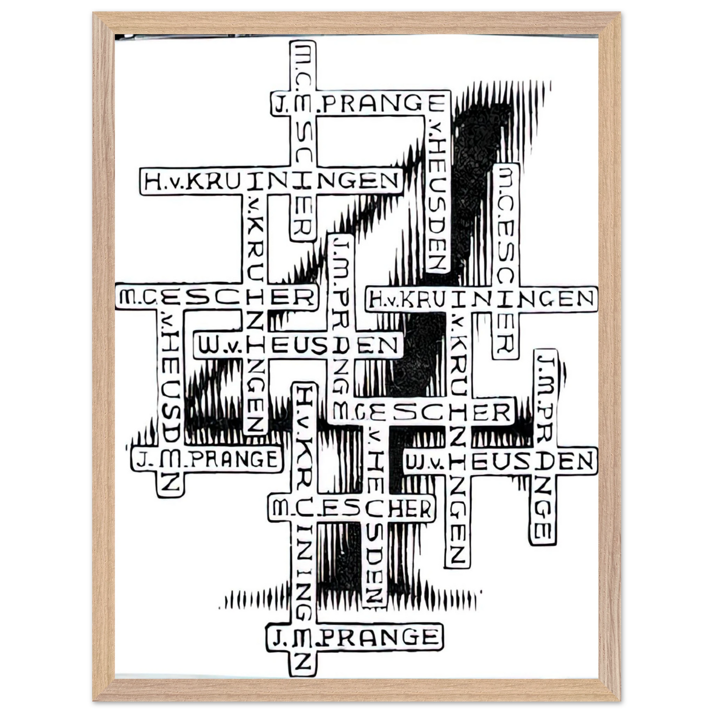 MC Escher - ESCHER (29) Wall Art - 21x29.7 cm / 8x12" - Premium Wooden Framed Poster With Fine Art Paper-canvas - Wood frame