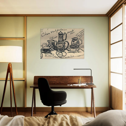 Still Life with Coffee Pot - Vincent van Gogh Brushed Aluminum Print - 70x100 cm / 28x40 inches | Vincent van Gogh Aluminum Print | Vincent van Gogh Prints