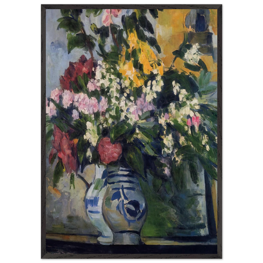 Two Vases of Flowers - Paul Cezanne 70x100 cm / 28x40 inches Framed Art Print – Black Wooden Frame